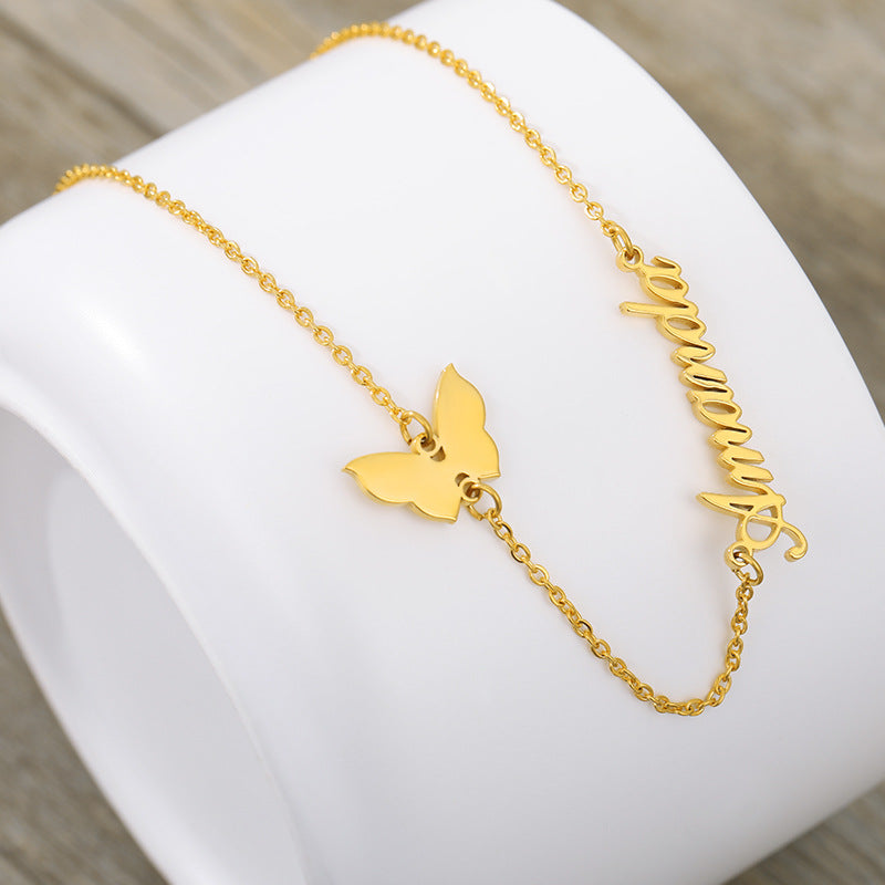 Personalized Butterfly Name Necklace – Custom Elegant Gold/Silver Name Jewelry