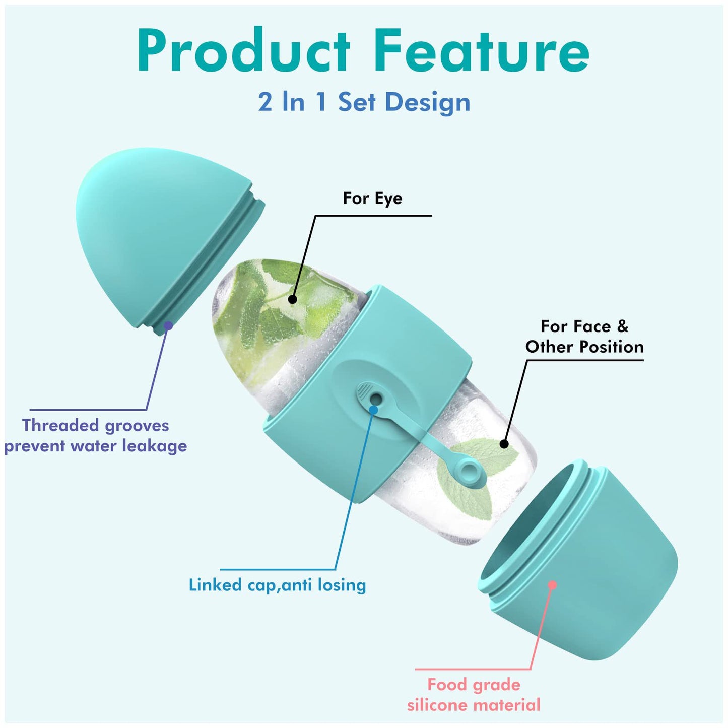 Silicone Ice Face Roller – Depuffing Facial Massager for Pores & Dark Circles