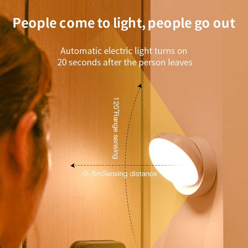 Rotating Human Body Motion Sensor Night Light – USB Rechargeable LED Lamp