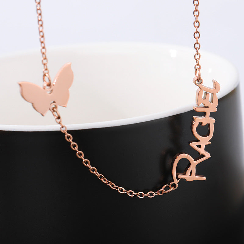Personalized Butterfly Name Necklace – Custom Elegant Gold/Silver Name Jewelry