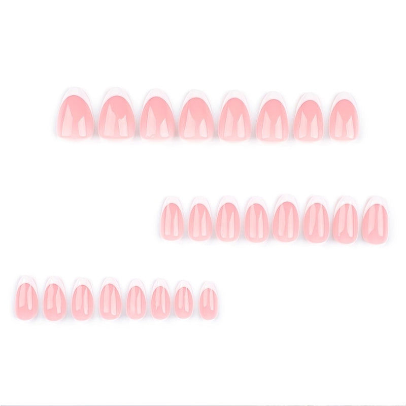 24 PCS Minimalist Press-On Nails – Short Almond French Tip Nail Set