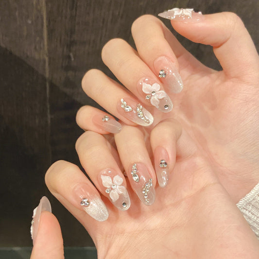 Handmade Zircon Snake-element Cat-eye Artificial Nails