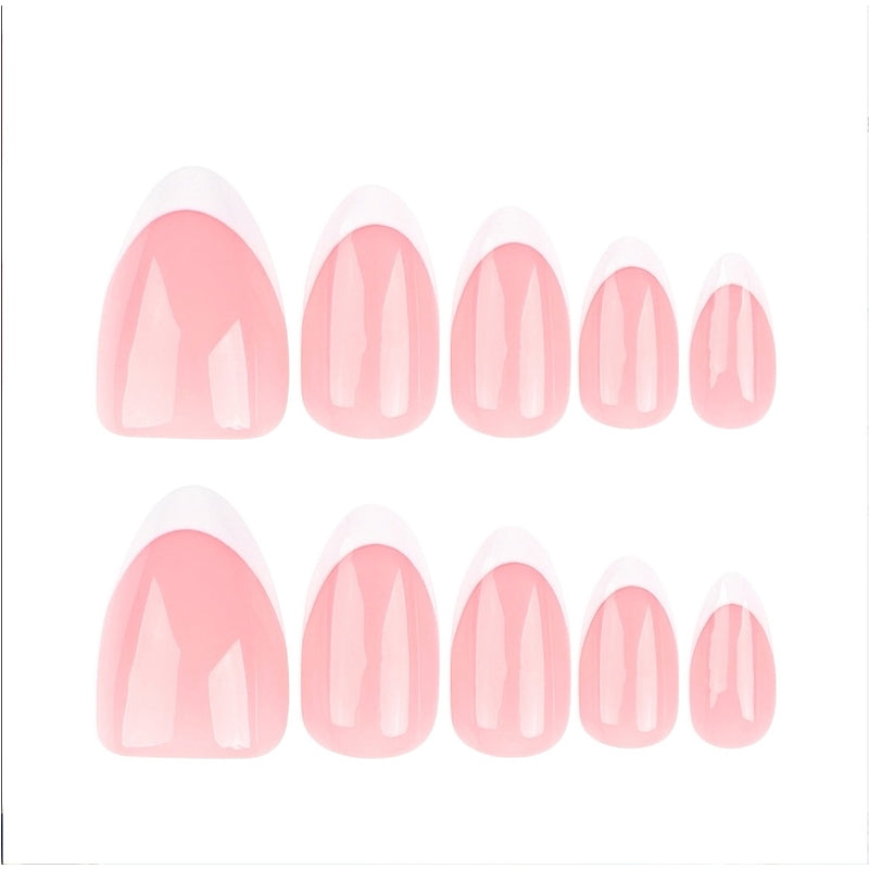 24 PCS Minimalist Press-On Nails – Short Almond French Tip Nail Set